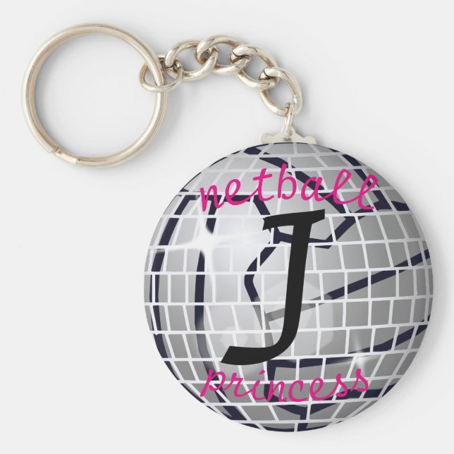 Personlig Disco Boll Print Netball Princess Nyckelring (Framsidan)