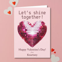 Personlig Disco Heart Valentine Day Card