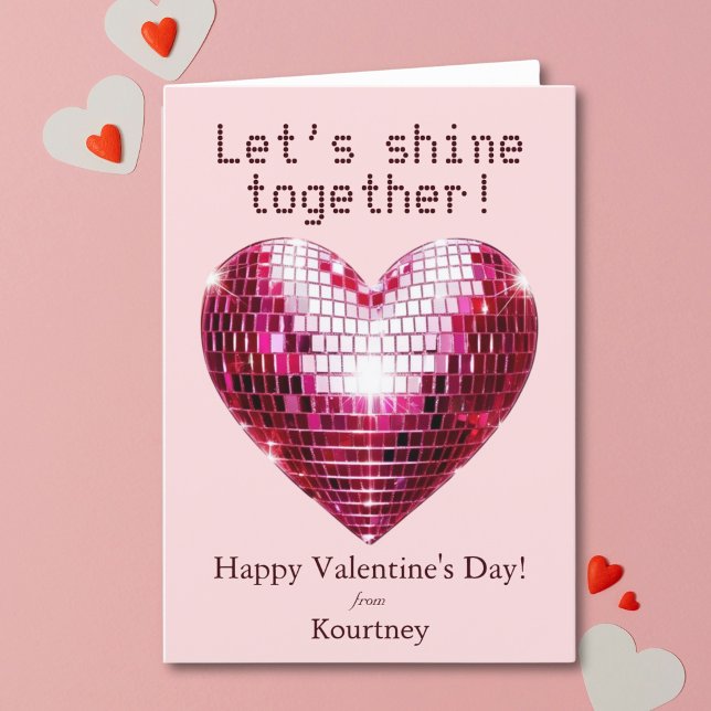 Personlig Disco Heart Valentine Day Card Helgkort (Personalized Disco Heart Valentine's Day Card)