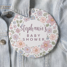 Personlig Ditsy Blommigt Baby Shower 6 tum Badge