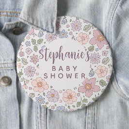 Personlig Ditsy Blommigt Baby Shower 6 tum Badge Knapp