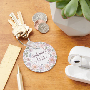Personlig Ditsy Blommigt Baby Shower Keychain Nyckelring