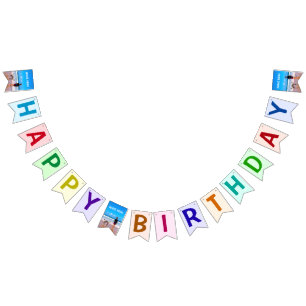 Personlig ditt anpassade namn på fotofödelsedagen vimplar