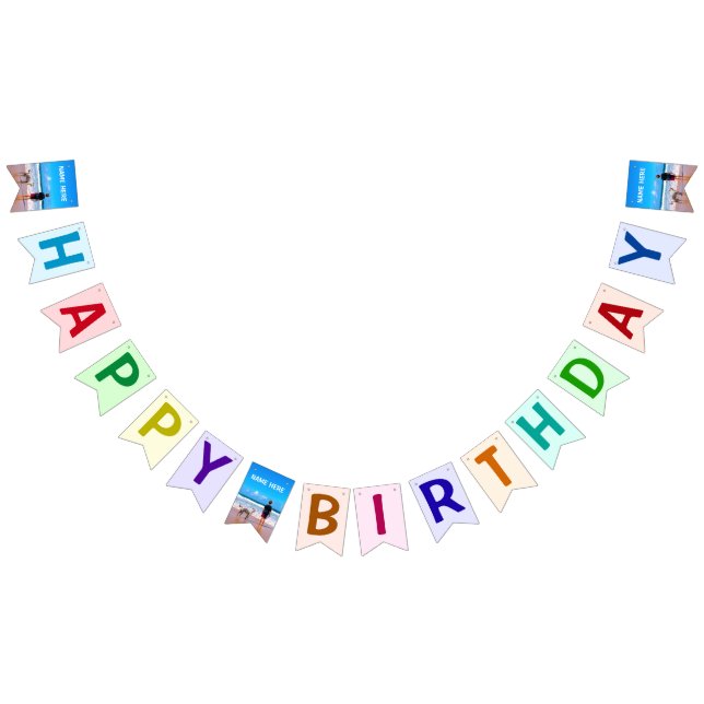 Personlig ditt anpassade namn på fotofödelsedagen  vimplar (Alla)