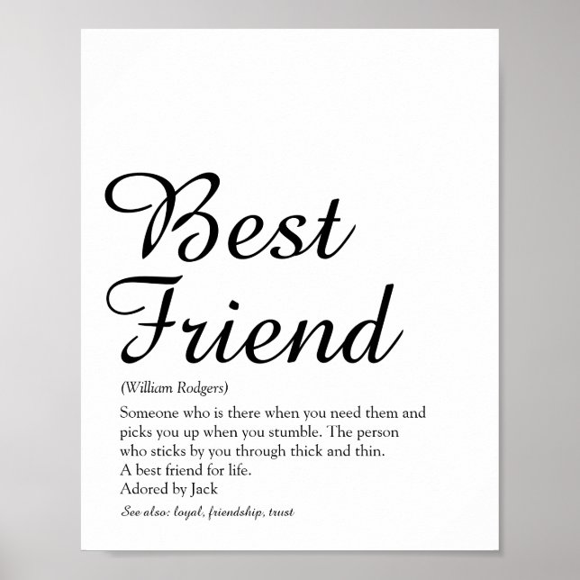 Personlig ditt Bästa vän-definitionsskript Poster (Framsidan)