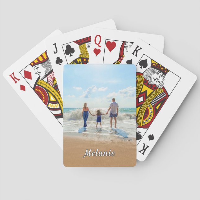 Personlig ditt eget namn på fotouppspelningskort casinokort (Baksidan)