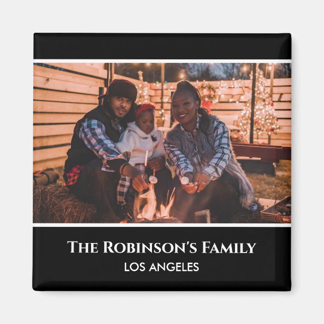 Personlig ditt foto i Black Ram med texter Magnet (Framsidan)