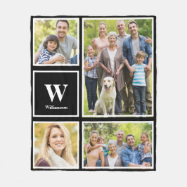 Personlig ditt fotokollage Family Monogram Fleecefilt