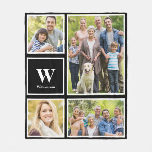 Personlig ditt fotokollage Family Monogram Fleecefilt