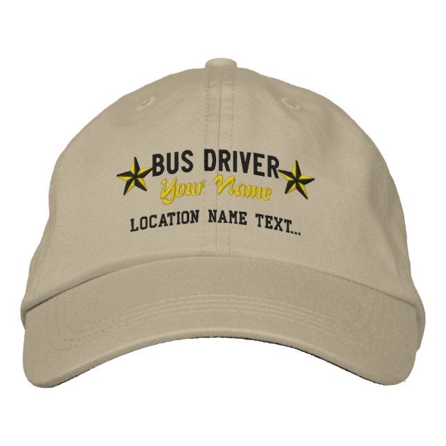 Personlig ditt namn Buss Driver Stars Embroidery Broderad Keps (Framsida)