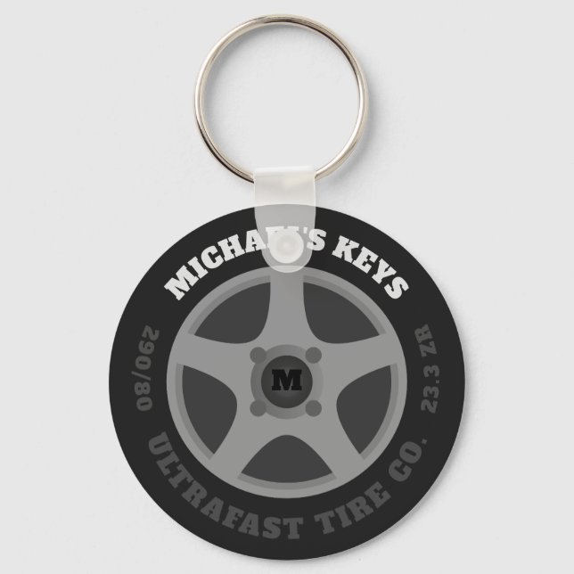 Personlig ditt namn Däck Co. Keychain Nyckelring (Framsida)