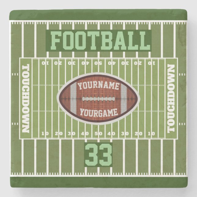 Personlig DITT NAMN- OCH nummerfotboll Stenunderlägg (Framsidan)