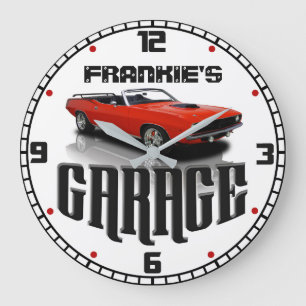 Personlig DITT NAMN Plymouth Cuda Car Garage Stor Klocka