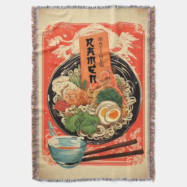 Personlig ditt namn Ramen Blanket Filt (Framsidan Vertikal)