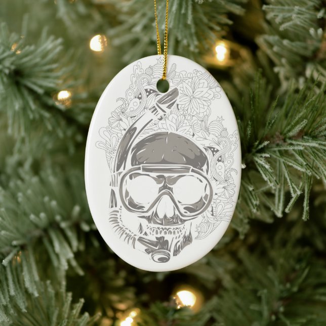 Personlig Dive Utila Honduras Skull Scuba Diver Julgransprydnad Keramik (Träd)