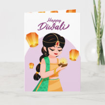 Personlig Diwali-flytlampa med indisk flicka
