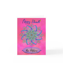 Personlig Diwali Rosa Mandala Card
