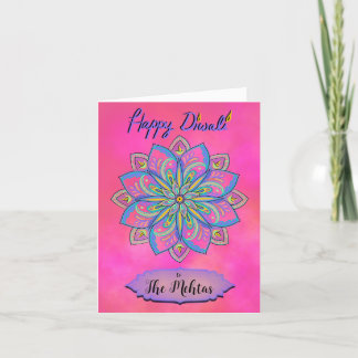 Personlig Diwali Rosa Mandala Card Helgkort