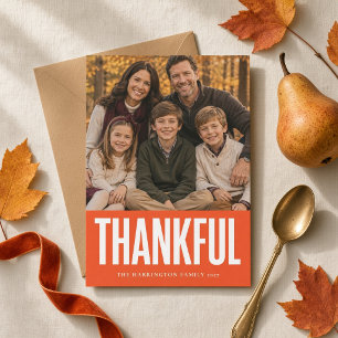 Personlig djärv tacksam Thanksgiving-familj Julkort
