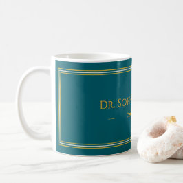 Personlig djup teal guldnamn lyxmugg kaffemugg
