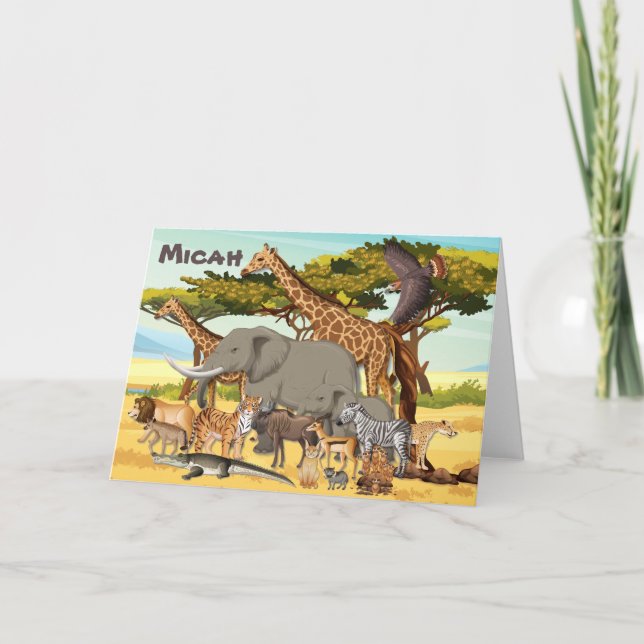 Personlig Djur på Afrikor Helgkort (Framsida)
