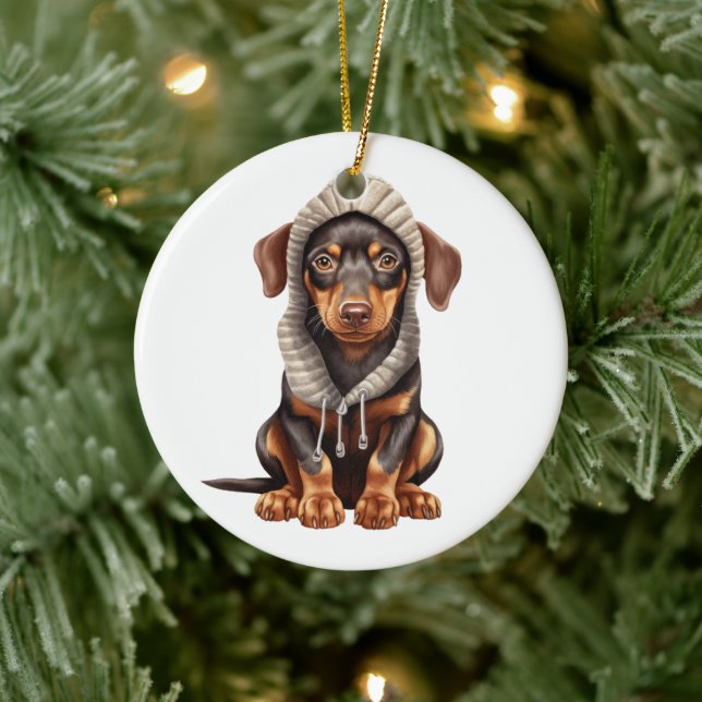 Personlig Doberman Pinscher Hund Art Julgransprydnad Keramik (Träd)