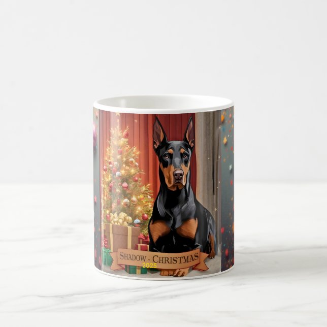 Personlig Doberman Pinscher Julmugg – Kundanpassad Kaffemugg (Center)