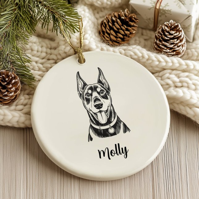 Personlig Dobermann Jul Julgransprydnad Keramik (Skapare uppladdad)