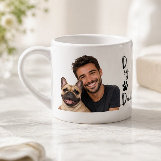 Personlig Dog Dad Fotokopp | Modernt Coolt Present Espressomugg (Skapare uppladdad)