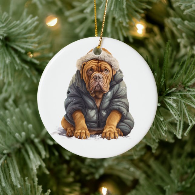 Personlig Dogue de Bordeaux Hund Julgransprydnad Keramik (Träd)