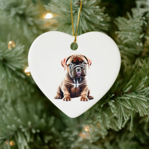 Personlig Dogue de Bordeaux Valp Julgransprydnad Keramik