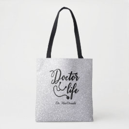 Personlig Doktor Life Grått Glitter Tote Bag Tygkasse
