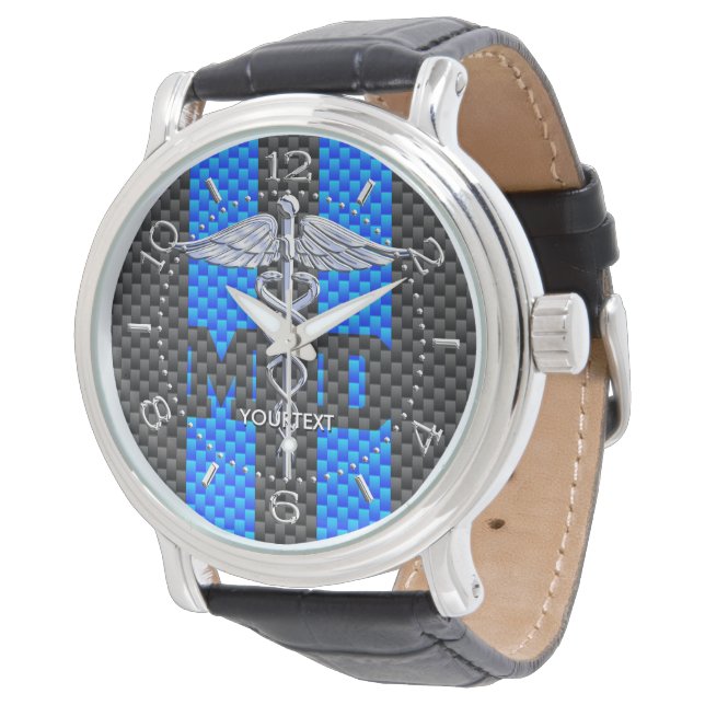 Personlig Doktor MD Caduceus Carbon Rand Armbandsur (Vinklad)