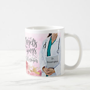 Personlig Doktor Nurse Blommigt Angel Quote Kaffemugg