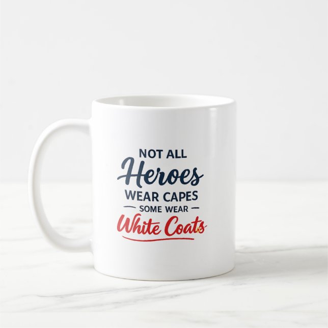Personlig doktorhjälte vit rock kaffemugg (Vänster)