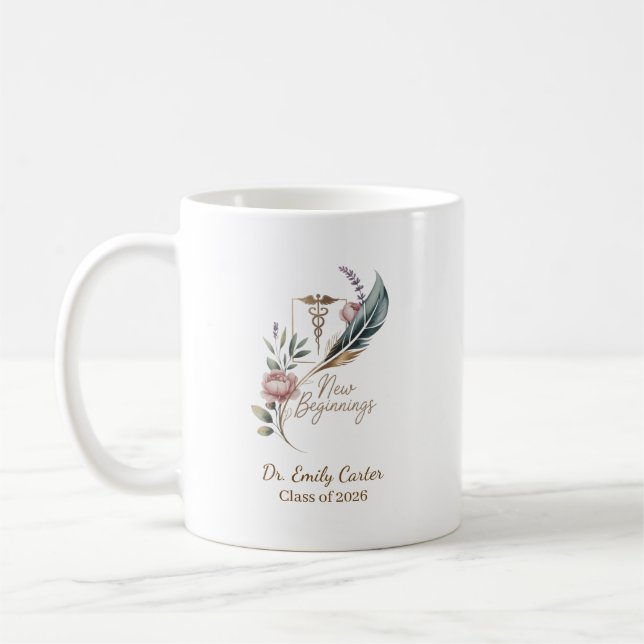 Personlig Doktors Utexaminerande Nya Början Kaffemugg (Vänster)