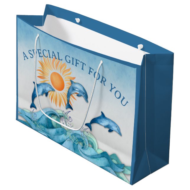 Personlig Dolphin Large Gift Bag (Framsidan Vinklad)