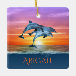 Personlig Dolphins Jumping Ocean Jul Julgransprydnad Keramik