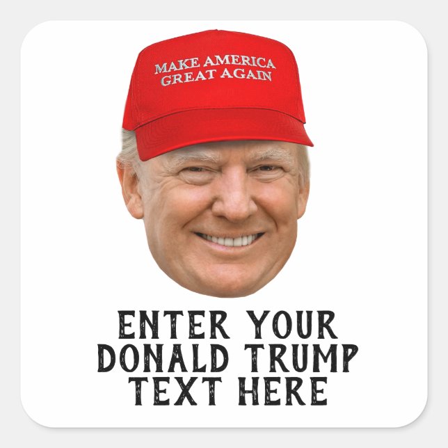 PERSONLIG DONALD TRUMP MAGA FYRKANTIGT KLISTERMÄRKE (Framsida)