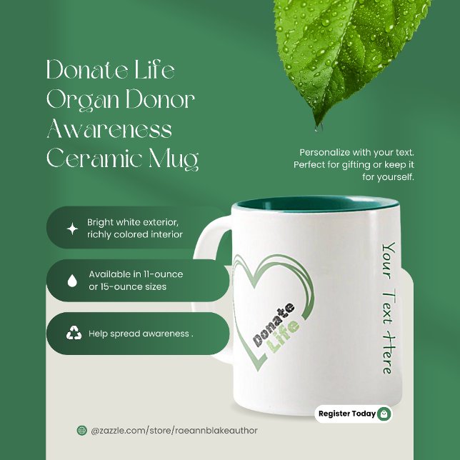 Personlig Donate Life Organ Donor Awareness Mugg (Skapare uppladdad)