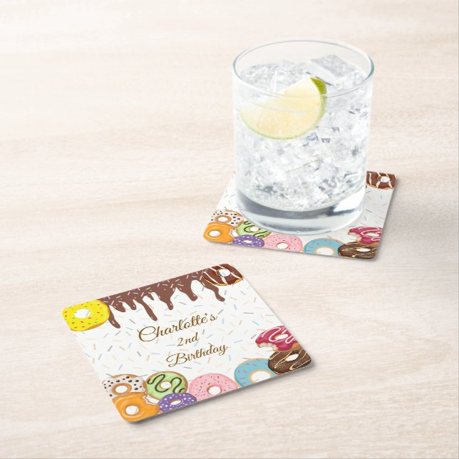 Personlig Donut Party Underlägg Papper Kvadrat (Insitu)