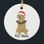 Personlig Doodle (Golden Red Apricot) Ornament<br><div class="desc">Gör den trevliga listan i år med en personlig av ditt favoritlilla Dodle-hund-namn! För de sötaste gåvorna parar du den med ett matchande konsttryck eller ett annat objekt från min samling!</div>