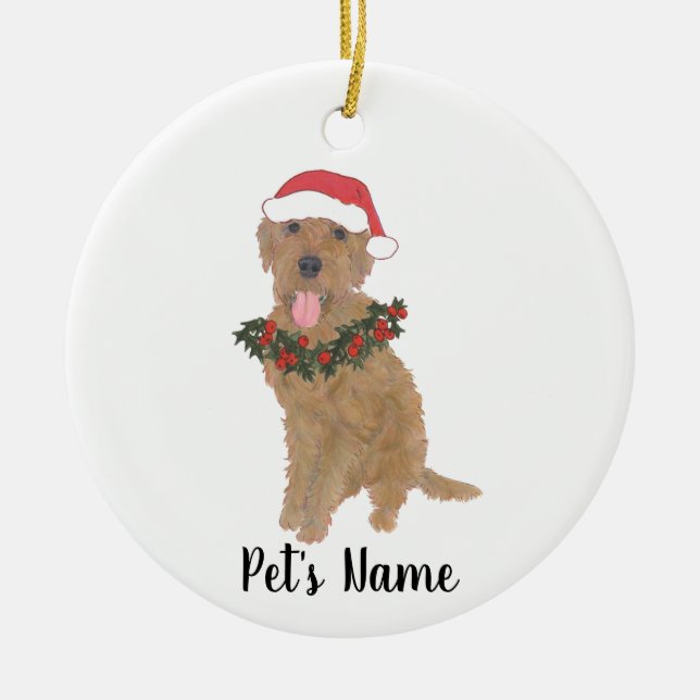 Personlig Doodle (Red Golden Apricot) Julgransprydnad Keramik (Framsidan)