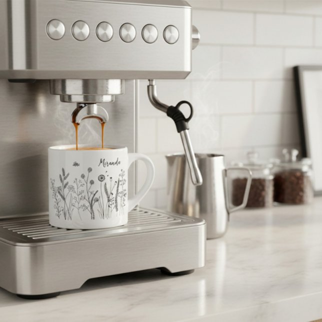 Personlig Doodle Vilda Växter Espresso Mugg Espressomugg (Skapare uppladdad)