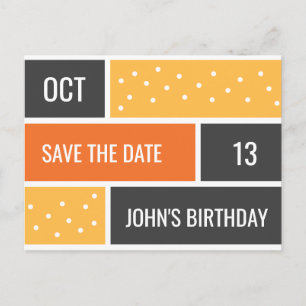Personlig - Dots Bold Födelsedag Save the Date Vykort