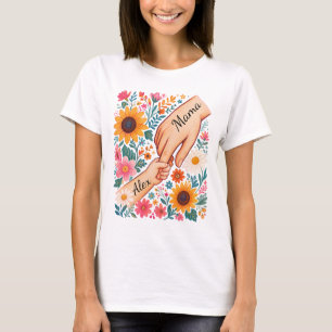 Personlig dotter-mamma-gåva mormor blomma t shirt