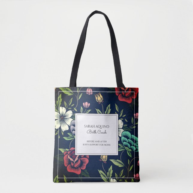 Personlig Doula Midfru Blommigt Tote Bag Tygkasse (Framsida)