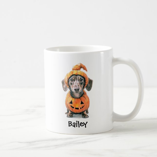 Personlig Doxhalloweenpumpa Hund Kaffemugg (Höger)