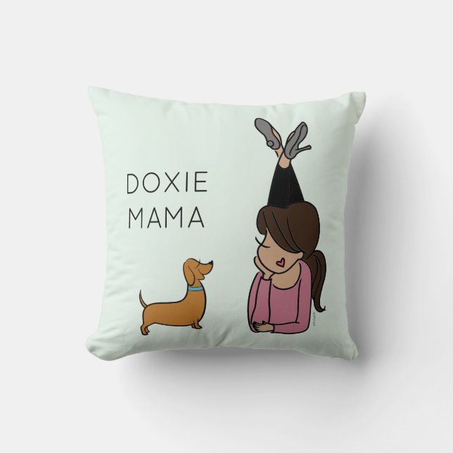 Personlig Doxie Mamma Dekorativ kudde (Framsida)