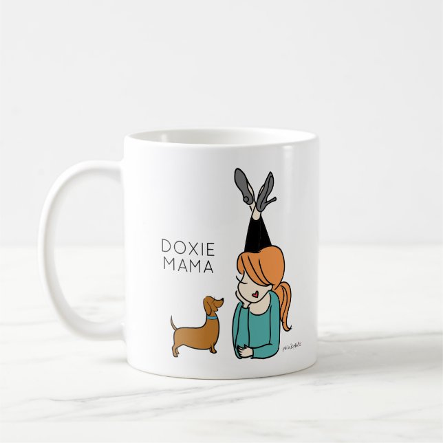 Personlig Doxie Mamma-kaffe Mugg (Vänster)
